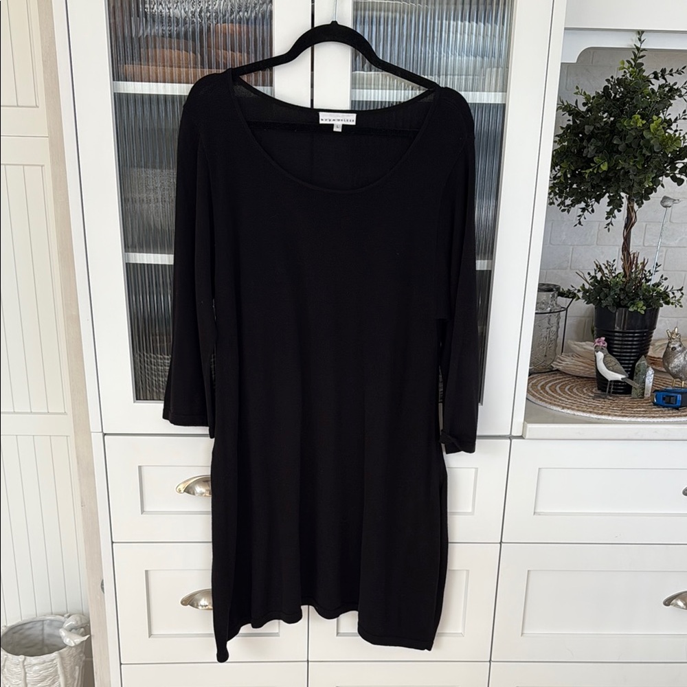 Bryn Walker Black Long Sleeve Scoop knit Dress